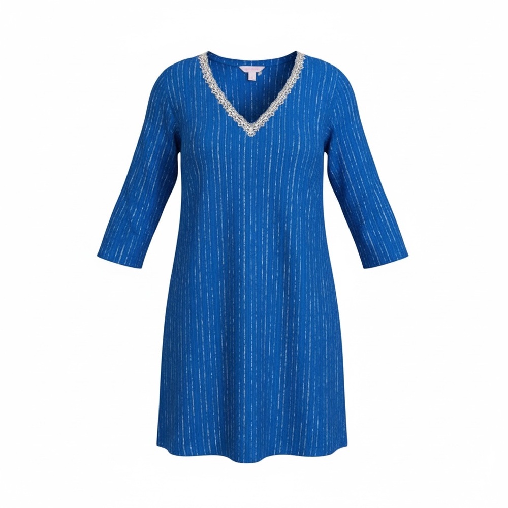 Lilly Pulitzer Blue and Metallic Gold Tunic/Dress/Cover Up Size Small [B2]